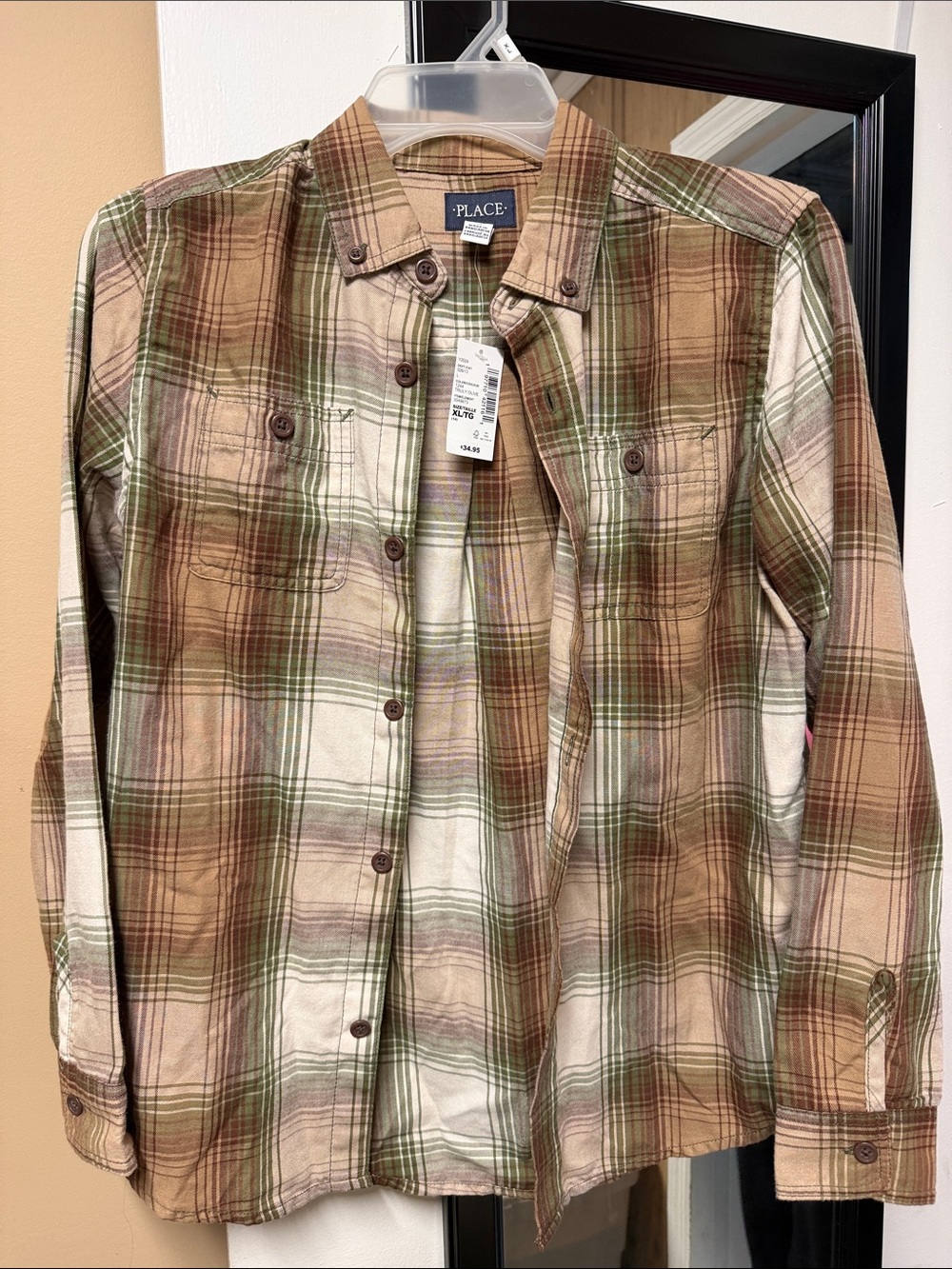 The Children's Place Green & Brown Plaid Button-Down Shirt